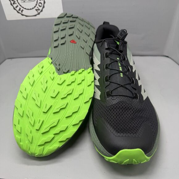 SALOMON SENSE RIDE 5 BLACK GREEN GRECKO  RUNNING SNEAKERS Men Size 12.5 NEW main image 7